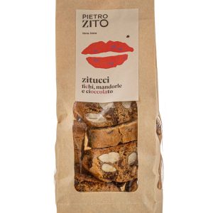 Zitucci – biscotti dolci secchi con mandorle, fichi e cioccolato in sacchetto di carta da 200 gr
